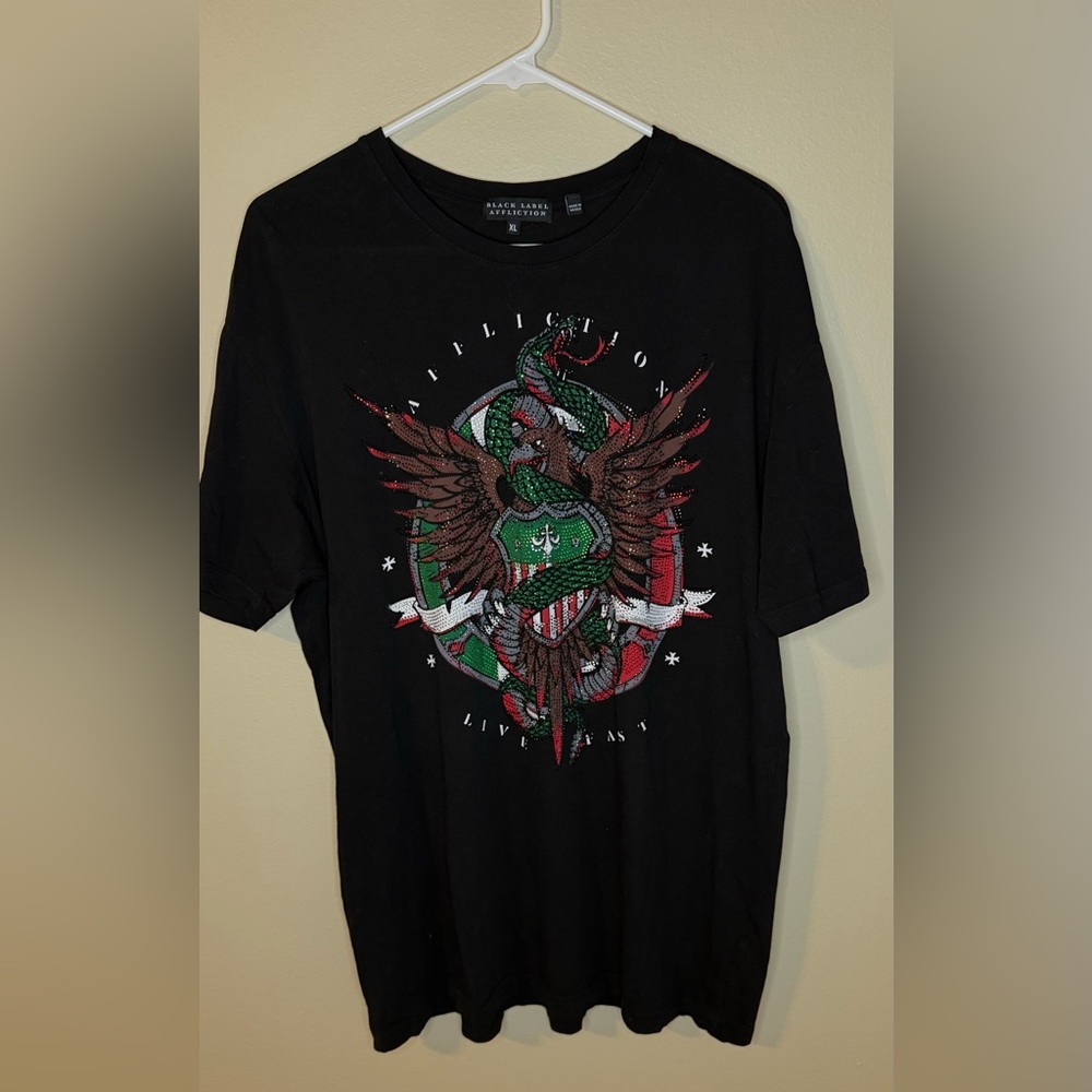 Black Label Affliction Mens T-Shirt Size XL